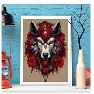 DIY Diamond Painting Stickers Kits For Kids, including Resin Rhinestone, Diamond Sticky Pen, Tray Plate, Glue Clay, Wolf, 400x300x0.2mm, Resin Rhinestone: 2.5x1mm, 20 color, 1bag/color, 20bags(DIY-G115-02F)