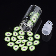 Handmade Polymer Clay Nail Art Decoration Accessories, with Glass Wishing Bottle and CCB Plastic Bottle Stopper, Avocado, Green, 4~8x4~5x0.5~1mm(MRMJ-S046-006F)