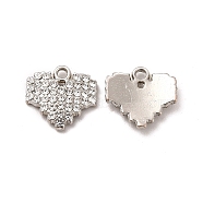 Alloy Crystal Rhinestone Pendants, Heart Charm, Platinum, 12x11x2mm, Hole: 1.4mm(PALLOY-B009-26P)