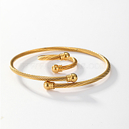 Stainless Steel Cuff Bangle & Open Ring, Jewelry Set, Real 18K Gold Plated, No Size(KL5618)