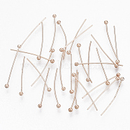 Brass Ball Head pins, Cadmium Free & Lead Free, Rose Gold, Size: about 0.5mm thick, 24 Gauge,, 20mm long, Head: 1.5mm, about 360pcs/20g.(X-KK-RP0.5x20mm-RG)
