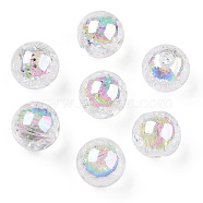 Transparent Crackle Acrylic Beads, AB Color Plated, Round, Creamy White, 10x9mm, Hole: 2mm, about 992pcs/500g.(MACR-S373-66A-L01)