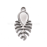 304 Stainless Steel Pendant Cabochon Settings, Teardrop, Stainless Steel Color, Tray: 12x7mm, 29.5x15x1.5mm, Hole: 3x2.5mm(STAS-E169-27P)