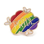 Pride Rainbow Theme Enamel Pins, Light Gold Alloy Badge for Backpack Clothes, Colorful, Cloud, 19x25x1.5mm(JEWB-G031-01M)