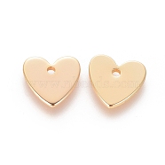 Brass Charms, Long-Lasting Plated, Real 18K Gold Plated, Nickel Free, Heart, 8x8x1mm, Hole: 1mm(X-KK-G331-84G-NF)