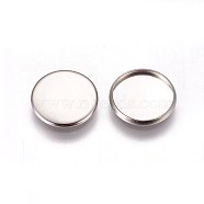 304 Stainless Steel Plain Edge Bezel Cups, Cabochon Settings, Flat Round, Stainless Steel Color, Tray: 14mm, 15.5x1.9mm(STAS-E460-10P-14mm)