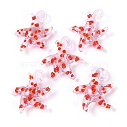 Handmade Lampwork Pendants, Bumpy, Starfish, Red, 28~34x27~30x7~8.5mm, Hole: 2~2.5mm(LAMP-C015-02B)