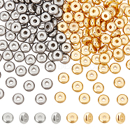 200Pcs 2 Colors 304 Stainless Steel Spacer Beads, Flat Round, Golden & Stainless Steel Color, 5x2mm, Hole: 1.5mm, 100pcs/style(STAS-DC0005-66)