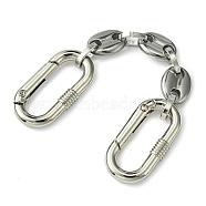 304 Stainless Steel Oval Link Bag Extender Chains, with Zinc Alloy Spring Gate Rings, Platinum & Stainless Steel Color, 12.5cm(AJEW-BA00131)