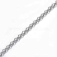 304 Stainless Steel Rolo Chains, Belcher Chain, Unwelded, with Spool, for Jewelry Making, Stainless Steel Color, 3x1mm, about 32.8 Feet(10m)/roll(CHS-H007-50P)