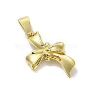 Rack Plating Brass Pendants, Long-Lasting Plated, Lead Free & Cadmium Free, Bowknot, Real 18K Gold Plated, 33x20.5x3mm, Hole: 8x3.5mm(KK-H473-07G-02)