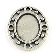 Tibetan Style Alloy Cabochon Settings, Oval, Cadmium Free & Lead Free, Antique Silver, Tray: 18x13mm, 28x22.5x2mm(X-TIBE-Q038-011AS-RS)