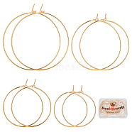 40Pcs 4 Style Brass Hoop Earrings Findings, Wine Glass Charms Rings, Nickel Free, Golden, 21 Gauge, 23~37x20~35x0.7mm, Pin: 0.8mm, 10Pcs/style(KK-BBC0002-41)