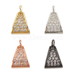 DELORIGIN 4Pcs 4 Colors Brass Micro Pave Cubic Zirconia Tube Bails, Triangle, Mixed Color, 11.5x7.5x6mm, Hole: 1mm, Inner Diameter: 6.5x3.5mm, 1pc/color(KK-DR0001-17)