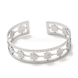 304 Stainless Steel Star Open Cuff Bangles, Jewelry for Women, Stainless Steel Color, Inner Diameter: 2-1/4 inch(5.6cm)(BJEW-L682-026P)