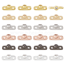 SUPERFINDINGS 24Pcs 6 Colors Rack Plating Brass Pave Clear Cubic Zirconia Connector Charms, Long-Lasting Plated, Cadmium Free & Lead Free, Oval, Mixed Color, 10.5x4x3mm, Hole: 1.5mm, 4pcs/color(KK-FH0005-83)