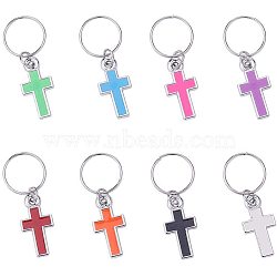 Resin Pendants, with Iron Ring, Cross, Mixed Color, 32mm, Cross: 21x11x3mm, Hole: 12.5mm, 40pcs/box(RESI-PH0001-06)