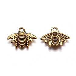 Tibetan Style Alloy Pendants, Cadmium Free & Nickel Free & Lead Free, Bees, Antique Golden, 16.5x21.5x3mm, Hole: 2mm(TIBEP-S018-AG-FF)