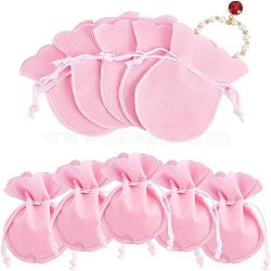 Velvet Bags, Calabash Shape Drawstring Jewelry Pouches, Hot Pink, 9x7cm(TP-NB0001-13B)