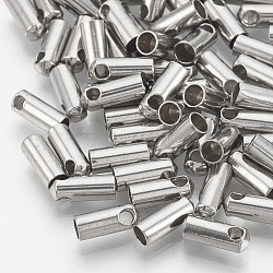 201 Stainless Steel Cord Ends, End Caps, Stainless Steel Color, 7x2.2mm, Hole: 1mm, Inner Diameter: 1.6mm(X-STAS-S028-35)