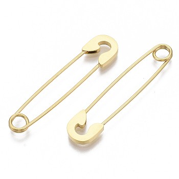 201 Stainless Steel Safety Pins, Golden, 39x8x1.5mm, Pin: 1mm