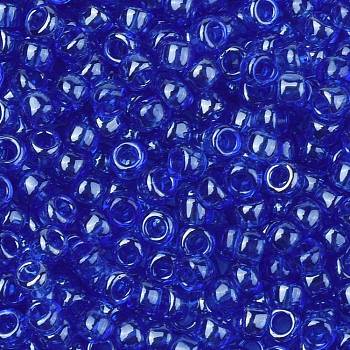 TOHO Round Seed Beads, Japanese Seed Beads, (117) Transparent Luster Blue, 8/0, 3mm, Hole: 1mm, about 1110pcs/50g