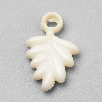 Opaque Acrylic Pendants, Leaf, Light Goldenrod Yellow, 22x14x4mm, Hole: 3mm, about 830pcs/500g