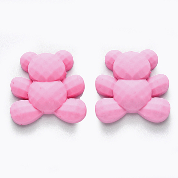 Opaque Resin Cabochons, Bear, Pearl Pink, 24x24x8mm