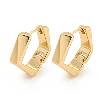 Alloy Hoop Earring, with Steel Pin, Pentagon, Light Gold, 24x5.7x22mm