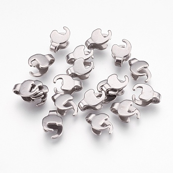 304 Stainless Steel Cord Ends, End Caps, Terminators, Ends For Chains, Stainless Steel Color, 11.5x8x5.5mm, Inner Diameter: 2~3mm