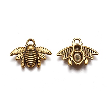 Tibetan Style Alloy Pendants, Cadmium Free & Nickel Free & Lead Free, Bees, Antique Golden, 16.5x21.5x3mm, Hole: 2mm