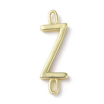 Rack Plating Brass Connector Charms, Cadmium Free & Lead Free, Long-Lasting Plated, Real 18K Gold Plated, Letter Z, 22.5x7x1.5mm, Hole: 3x0.8mm