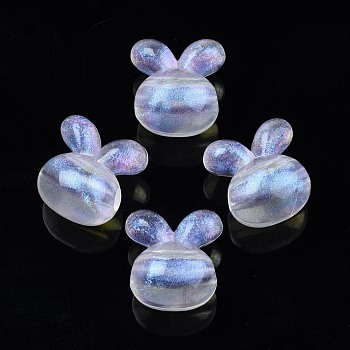 Transparent Acrylic Beads, Glitter Powder, Rabbit, Clear, 16x15x12mm, Hole: 2mm, about 330pcs/500g