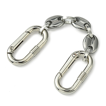 304 Stainless Steel Oval Link Bag Extender Chains, with Zinc Alloy Spring Gate Rings, Platinum & Stainless Steel Color, 12.5cm