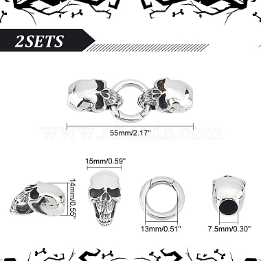 2 Sets Tibetan Style 304 Stainless Steel Spring Gate Rings(STAS-UN0040-63)-3