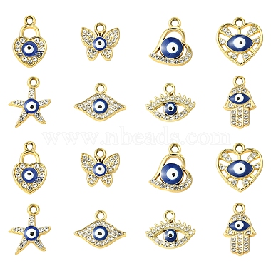 Mixed Shapes Alloy Rhinestone+Enamel Pendants