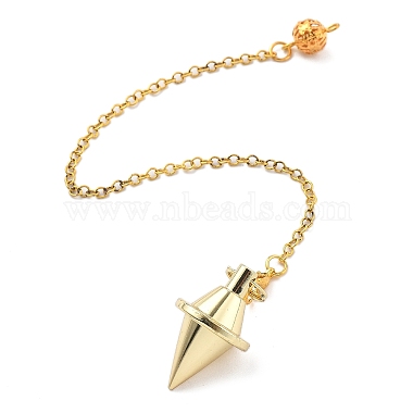 Brass Dowsing Pendulum Big Pointed Cone Pendants(KK-H491-06)-2