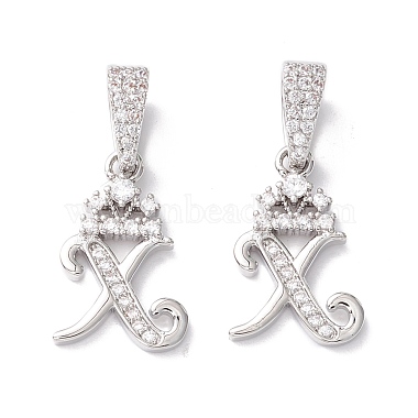 Real Platinum Plated Alphabet Brass+Cubic Zirconia Pendants