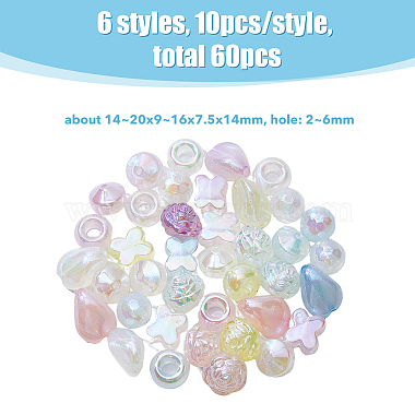 60Pcs 6 Style Plating Acrylic Beads(OACR-FH0001-048)-2