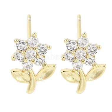 Clear Flower Cubic Zirconia Stud Earrings