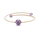 Natural Amethyst Round Beaded Bangle(BJEW-JB07840-03)-1