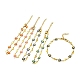 bracelet chaîne à maillons cœur et fleur en émail(BJEW-A142-05G)-1