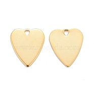 201 Stainless Steel Pendants, Heart, Real 24k Gold Plated, 15x13x0.8mm, Hole: 1.6mm(STAS-K21-68A-G)