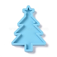 Christmas Tree Decoration Silicone Molds, Resin Casting Molds, for UV Resin, Epoxy Resin Craft Making, Deep Sky Blue, 81x58x7mm, Hole: 3mm(DIY-K051-13)