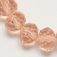 Handmade Imitate Austrian Crystal Faceted Rondelle Glass Beads, Pink, 6x4mm, Hole: 1mm, about 87~90pcs/strand(X-G02YI0N1)