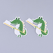 Computerized Embroidery Cloth Iron on/Sew on Patches, Appliques, Costume Accessories, Crocodile, Green, 55x64x1mm(FIND-T030-269)