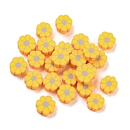 Handmade Polymer Clay Beads, Flower, Gold, 8.5x9x4mm, Hole: 1.6mm(CLAY-E005-05)