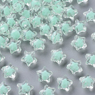 Transparent Acrylic Beads, Bead in Bead, Faceted, Star, Aquamarine, 10.5x11x7mm, Hole: 2mm, about 1280pcs/500g(TACR-S152-01A-SS2111)