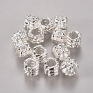 Tibetan Style European Beads, Large Hole Beads, Column, Cadmium Free & Lead Free, Silver, 6.5x7.5mm, Hole: 5mm(K0958021)