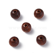 Wood Beads, Undyed, Round, Brown, 6mm, Hole: 1.6mm(WOOD-I009-01A-08)